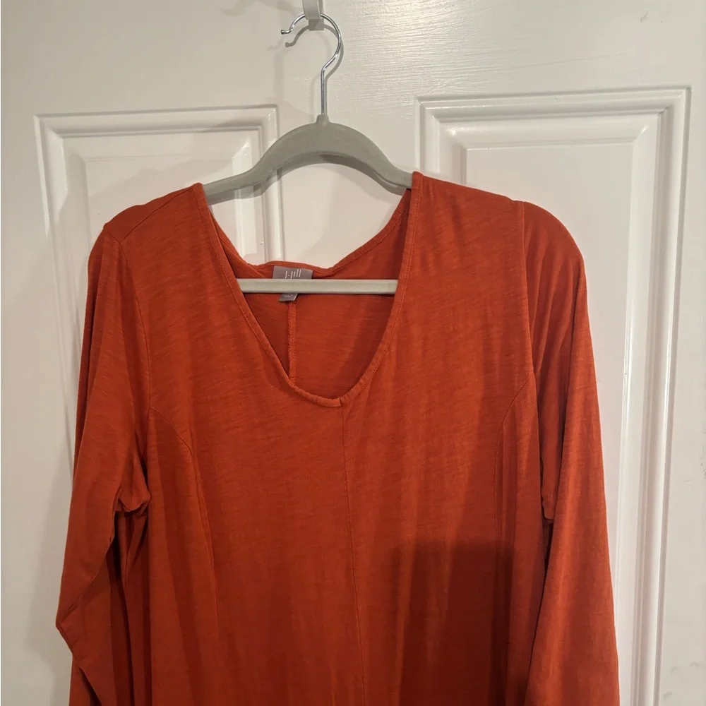 J. Jill Orange Long Sleeve Scoop Neck‎ Dress - Picture 2 of 9